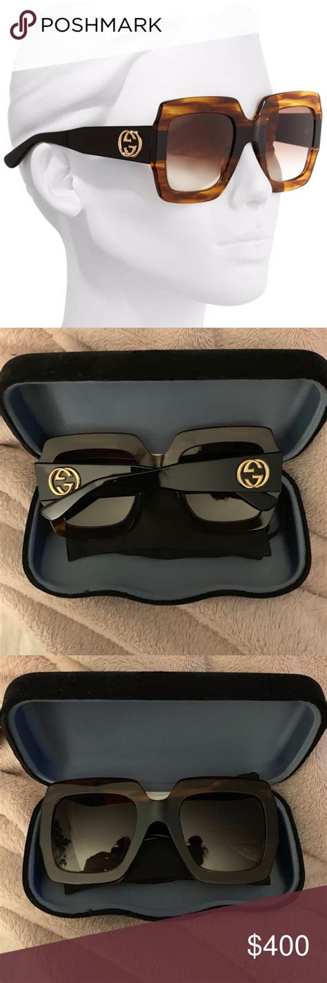 gucci 54mm square sunglasses|gucci square tortoise sunglasses.